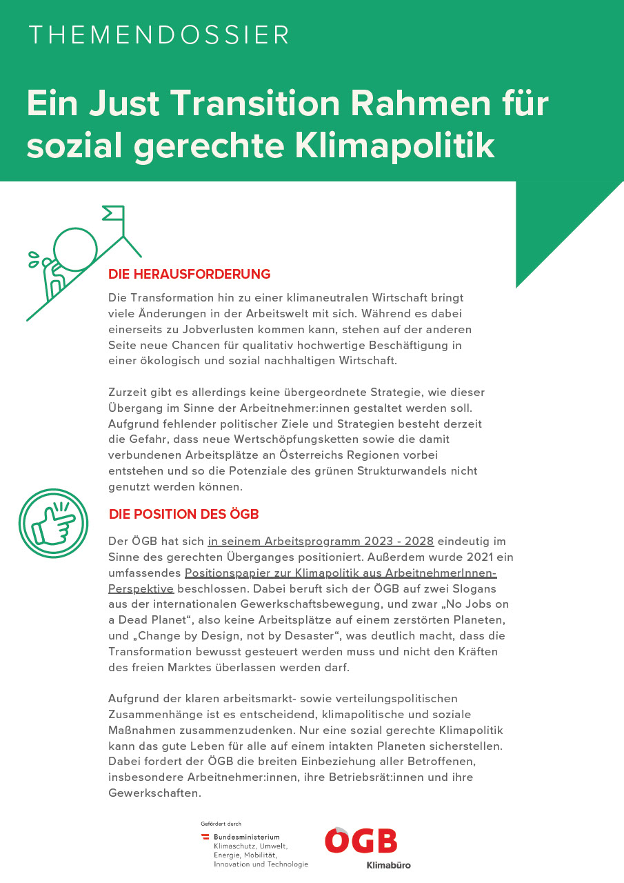 Ein Just Transition Rahmen für sozial gerechte Klimapolitik